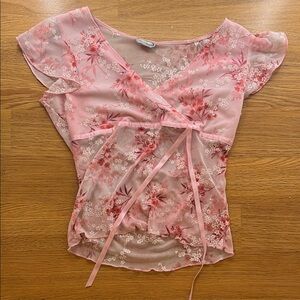 Floral Pink Wrap Top